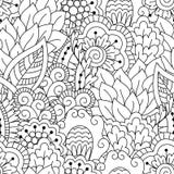 Pattern For Coloring Book. Black And White Background With Floral ...