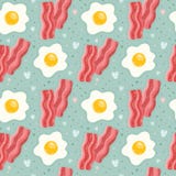 Seamless breakfast food pattern with egg and bacon