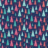 Seamless Christmas pattern - Xmas trees and snowflakes vector illustration Seamless Christmas pattern - Xmas trees and snowflakes vector illustration