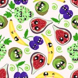Seamless pattern with kiwi, banana, plum, grapes, figs - vector illustration, eps royalty free illustration Seamless pattern with kiwi, banana, plum, grapes, figs - vector illustration, eps royalty free illustration