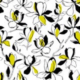 Seamless floral vector pattern with magnolia blossom. Vintage stylized. Modern trendy graphic design template for poster, card, ba stock illustration Seamless floral vector pattern with magnolia blossom. Vintage stylized. Modern trendy graphic design template for poster, card, ba stock illustration