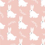 Seamless hare pattern. Cute little Bunny on a pink background. Cute rabbit design for fabric and decor Stock Photography Seamless hare pattern. Cute little Bunny on a pink background. Cute rabbit design for fabric and decor Stock Photography