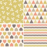 Seamless hipster geometric patterns coral brown yellow