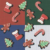 seamless modell Julpepparkakakakor på en stucken bakgrund Rutig ullfilt patchwork Jul royaltyfri illustrationer seamless modell Julpepparkakakakor på en stucken bakgrund Rutig ullfilt patchwork Jul royaltyfri illustrationer