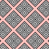 Seamless modern geometric texture squares on the pink background. Black on white shapes. rombs, square. textile, fabric pattern. P stock illustration Seamless modern geometric texture squares on the pink background. Black on white shapes. rombs, square. textile, fabric pattern. P stock illustration