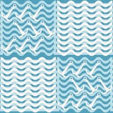 Seamless blue and white nautical pattern of waves and anchors Royalty Free Stock Images Seamless blue and white nautical pattern of waves and anchors Royalty Free Stock Images
