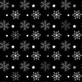 Seamless navy black background with snowflakes. Pattern snowfall with sparkling flares. royalty free illustration Seamless navy black background with snowflakes. Pattern snowfall with sparkling flares. royalty free illustration