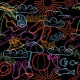Seamless pattern with beach doodles vector illustration Seamless pattern with beach doodles vector illustration