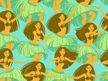 Seamless pattern with beautiful Hawaiian girl Royalty Free Stock Images Seamless pattern with beautiful Hawaiian girl Royalty Free Stock Images