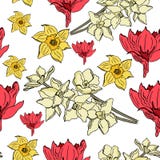 Seamless pattern with beautiful jonquil flower stock illustration Seamless pattern with beautiful jonquil flower stock illustration