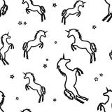 Seamless pattern with black unicorns and stars isolated on white background. Vector illustration vector illustration Seamless pattern with black unicorns and stars isolated on white background. Vector illustration vector illustration
