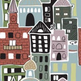 Seamless pattern with cartoon street. Vector illustration. stock illustration Seamless pattern with cartoon street. Vector illustration. stock illustration