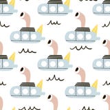 Seamless pattern with cartoon submarine . Childish texture for fabric, textile. Vector background vector illustration Seamless pattern with cartoon submarine . Childish texture for fabric, textile. Vector background vector illustration
