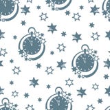 Christmas and New Year 2019 background. Seamless pattern with clock and stars. Christmas and New Year 2019 background. Design for packaging paper, fabric and stock illustration Christmas and New Year 2019 background. Seamless pattern with clock and stars. Christmas and New Year 2019 background. Design for packaging paper, fabric and stock illustration