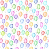 Seamless pattern of colorful rainbow colors watercolor happy holiday flying balloons
