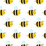 Seamless Pattern with Flying Bees on a White Background royalty free illustration Seamless Pattern with Flying Bees on a White Background royalty free illustration