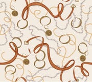 Seamless pattern with gold chain, belt and pearls.vector illustration stock illustration Seamless pattern with gold chain, belt and pearls.vector illustration stock illustration