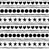 Seamless pattern. Hand drawn stars, circles, hearts and strips royalty free illustration Seamless pattern. Hand drawn stars, circles, hearts and strips royalty free illustration