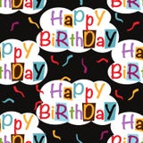 Seamless Pattern Happy Birthday On Black Background - Vector Illustration, Eps Stock Photo Seamless Pattern Happy Birthday On Black Background - Vector Illustration, Eps Stock Photo