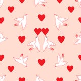 Seamless pattern. Hearts and birds. Valentine`s Day. vector illustration Seamless pattern. Hearts and birds. Valentine`s Day. vector illustration