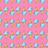 Seamless pattern with ice cream. Drawing in the style of pop art stock illustration Seamless pattern with ice cream. Drawing in the style of pop art stock illustration
