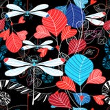 Seamless Pattern Illustration Of Summer Leaves And Dragonfly Royalty Free Stock Image Seamless Pattern Illustration Of Summer Leaves And Dragonfly Royalty Free Stock Image