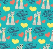 Seamless pattern with lovers cartoon cats hearts Royalty Free Stock Image Seamless pattern with lovers cartoon cats hearts Royalty Free Stock Image