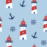 Seamless pattern with nautical design elements stock illustration Seamless pattern with nautical design elements stock illustration