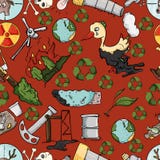 Seamless Pattern On The Theme Of Ecology The Pollution Of The Ea Stock Images