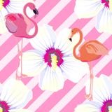 Seamless pattern. Pink flamingo. Pattern with pink flowers. Ornament with oriental motifs. Vector. vector illustration Seamless pattern. Pink flamingo. Pattern with pink flowers. Ornament with oriental motifs. Vector. vector illustration
