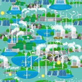 Seamless pattern renewable ecology energy, green city power alternative resources concept, environment save new Stock Photos Seamless pattern renewable ecology energy, green city power alternative resources concept, environment save new Stock Photos