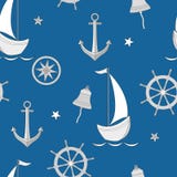Seamless pattern with sailboat, anchor, steering wheel and lifebuoy. royalty free illustration Seamless pattern with sailboat, anchor, steering wheel and lifebuoy. royalty free illustration