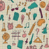 Seamless pattern with set of different school things. Used for textile fabric design, wrapping paper and website wallpapers. Vecto royalty free illustration Seamless pattern with set of different school things. Used for textile fabric design, wrapping paper and website wallpapers. Vecto royalty free illustration