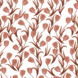 Seamless pattern of tulip flowers on a white background. Retro style. Monochrome vector illustration Seamless pattern of tulip flowers on a white background. Retro style. Monochrome vector illustration