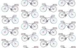 Seamless pattern with watercolor bikes on a white background. raster illustration for design royalty free illustration Seamless pattern with watercolor bikes on a white background. raster illustration for design royalty free illustration