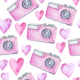 Seamless pattern with watercolor camera royalty free illustration Seamless pattern with watercolor camera royalty free illustration