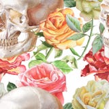 Seamless pattern with watercolor skull and roses stock illustration Seamless pattern with watercolor skull and roses stock illustration