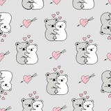 Seamless Pattern With Cute Animals, Hearts And Love Doodles Royalty Free Stock Images Seamless Pattern With Cute Animals, Hearts And Love Doodles Royalty Free Stock Images