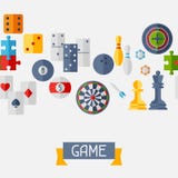 Seamless Pattern With Game Icons In Flat Design Royalty Free Stock Photography Seamless Pattern With Game Icons In Flat Design Royalty Free Stock Photography
