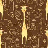 Seamless Pattern With Giraffe - Vector Illustration, Eps Stock Images