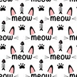 Seamless Pattern With Meow On A White Background - Vector Illustration, Eps Royalty Free Stock Photography
