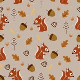 Seamless Pattern With Squirrel In Forest- Vector Illustration, Eps Royalty Free Stock Photography