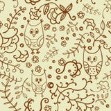 Seamless plants and owls vector pattern. stock illustration Seamless plants and owls vector pattern. stock illustration