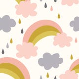 Seamless rainbows and clouds pattern vector background. stock illustration Seamless rainbows and clouds pattern vector background. stock illustration