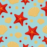 Seamless underwater sea pattern with starfish and shell. Abstract repeat background, colorful vector illustration can be used as royalty free illustration Seamless underwater sea pattern with starfish and shell. Abstract repeat background, colorful vector illustration can be used as royalty free illustration