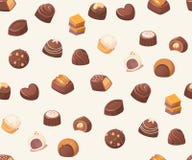 Seamless vector pattern with chocolate sweets on white background. Stock Photo Seamless vector pattern with chocolate sweets on white background. Stock Photo
