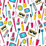 Seamless vector pattern with makeup tools, brushes Stock Photography Seamless vector pattern with makeup tools, brushes Stock Photography