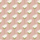 Seamless vector repeat pretty ivory tulips in a row with sketched green stem design with a soft pink background. stock illustration Seamless vector repeat pretty ivory tulips in a row with sketched green stem design with a soft pink background. stock illustration