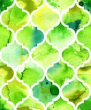 Seamless watercolor background in green. Beautiful pattern in moroccan style.
