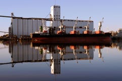 Seaport Red Ship Reflection Stock Photo Seaport Red Ship Reflection Stock Photo
